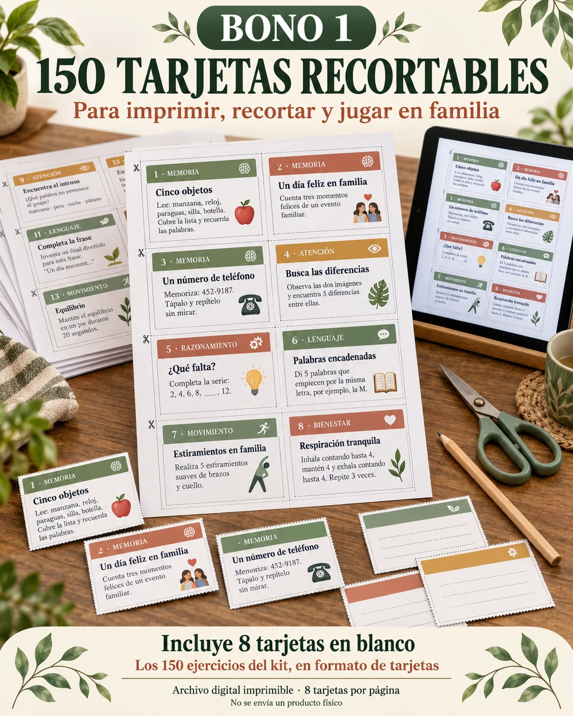 Bono 1: 150 Tarjetas Recortables
