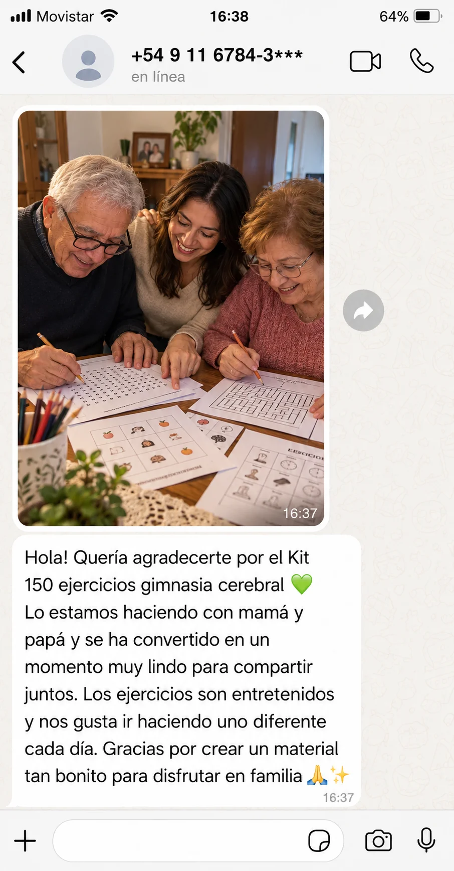 Testimonio 1: familia haciendo el Kit 150 Ejercicios de Gimnasia Cerebral