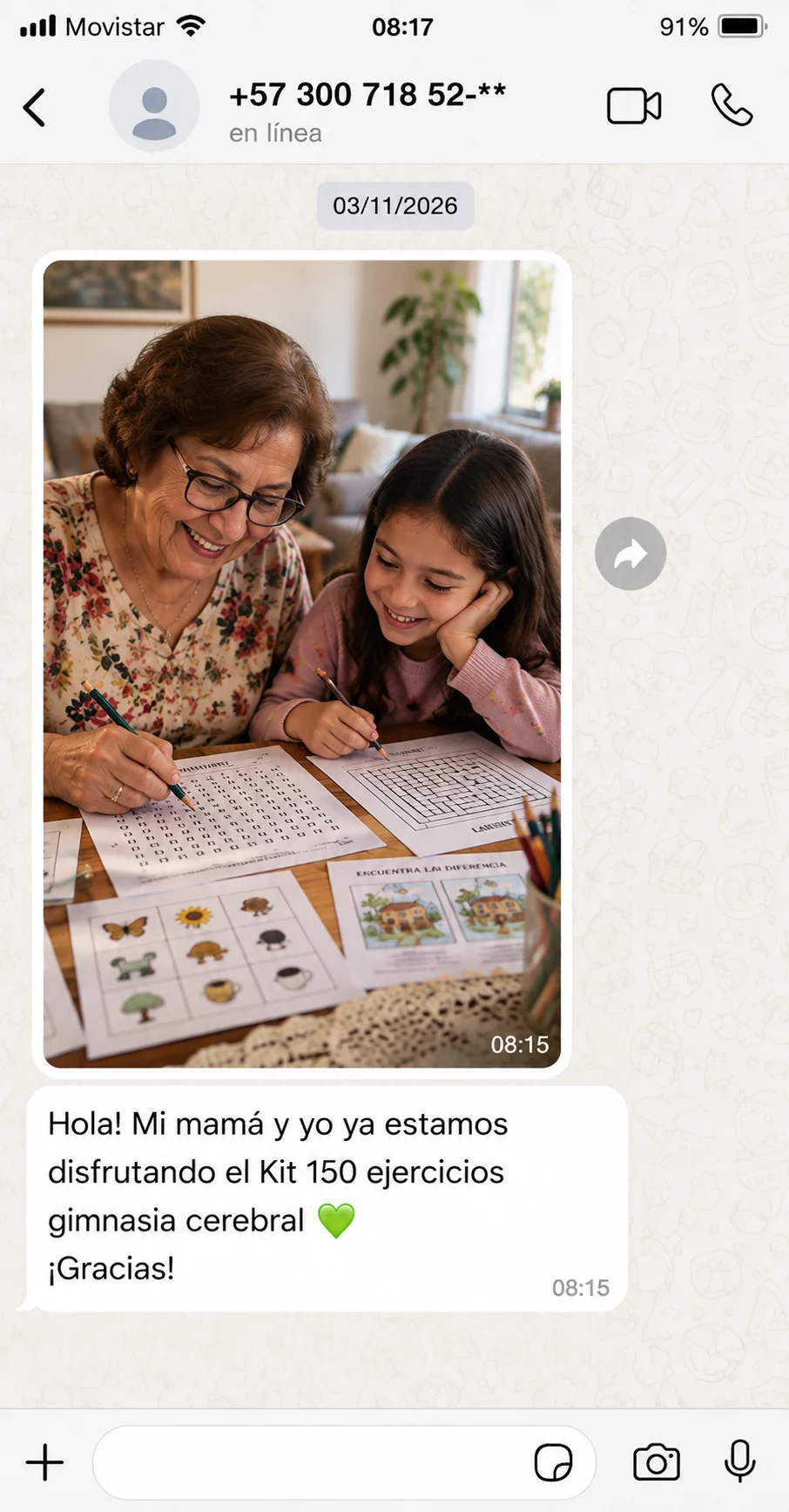 Testimonio 4: abuela y nieta compartiendo el kit en familia
