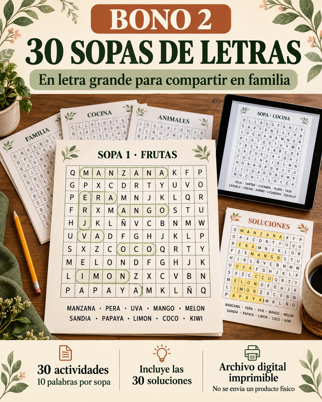 Bono 2: 30 Sopas de Letras