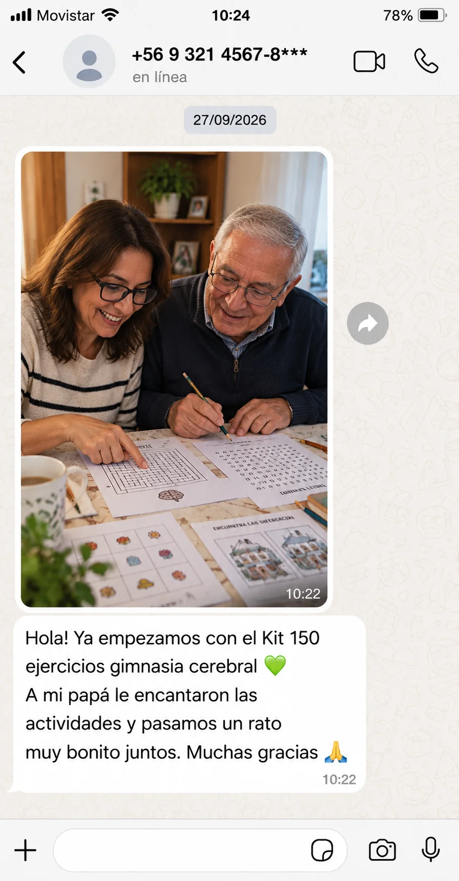 Testimonio 2: papá e hija resolviendo ejercicios del kit